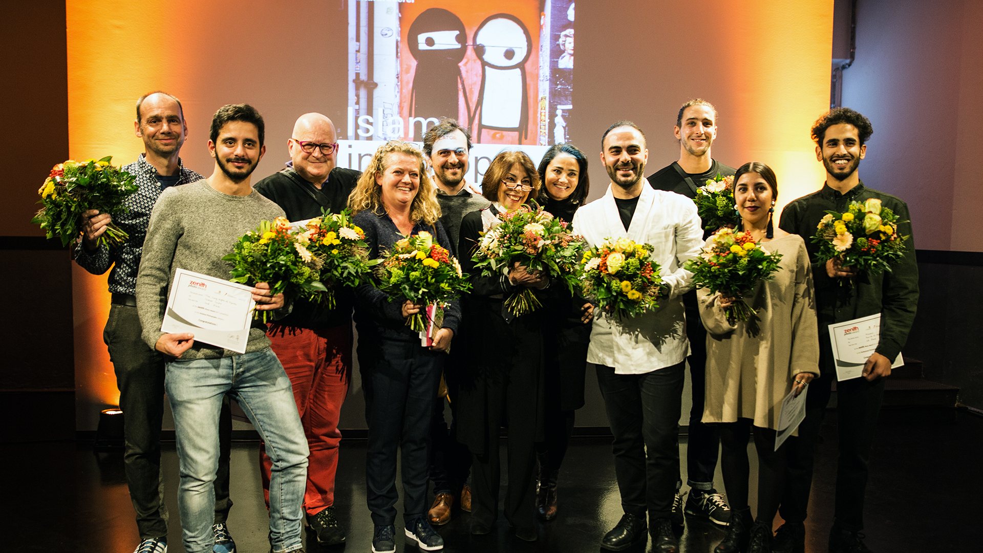 Shortlisted photographers and jury members at the award ceremony 15 November 2017 at the Museum at the Kulturbrauerei in Berlin. 