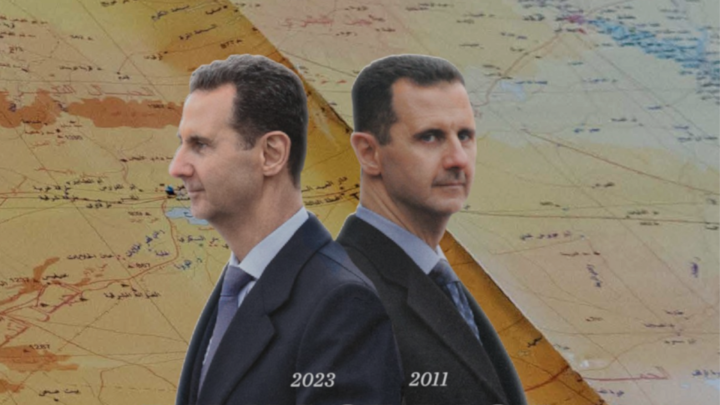 Assad in the years 2011 and 2023.