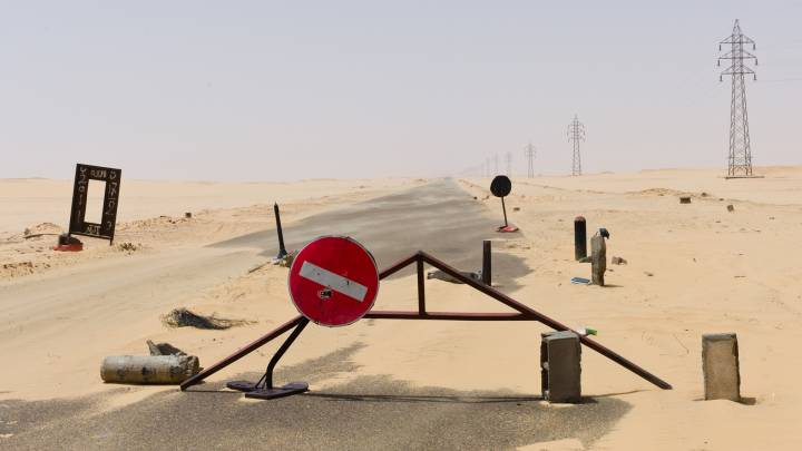 An abandoned checkpoint in Libya.